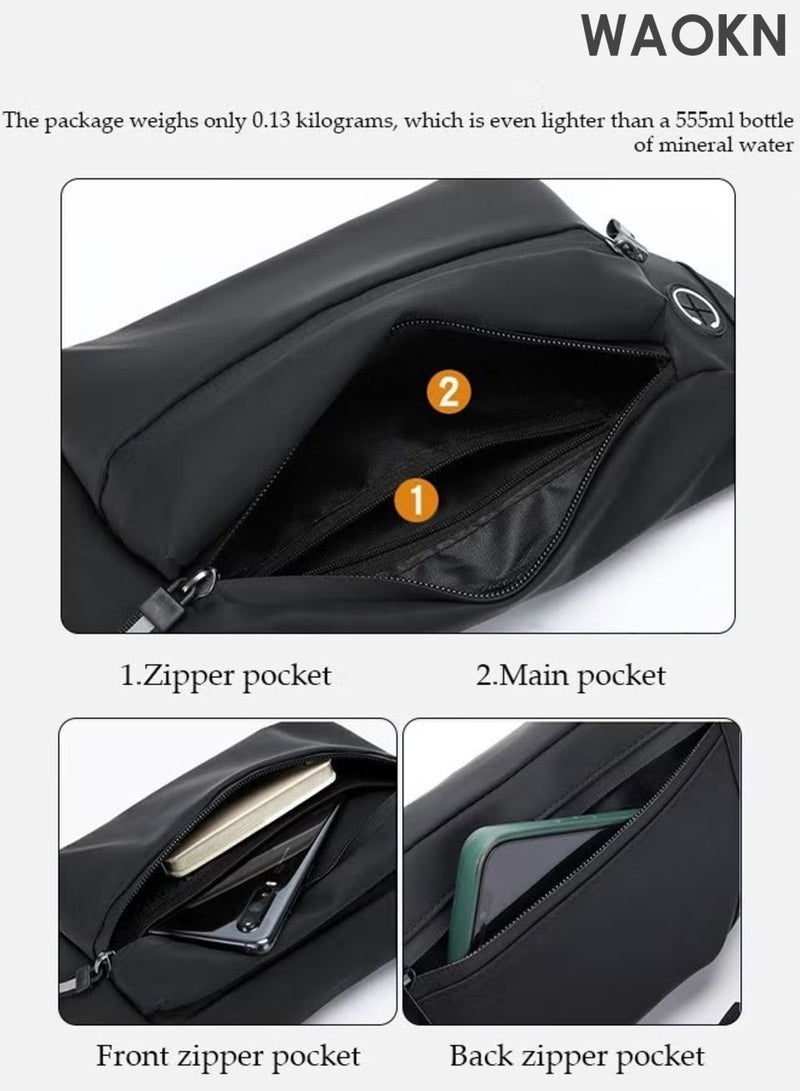 WAOKN Crossbody Fanny Pack for Women Men,Crossbody Waist Bag Belt Bag,Slim Running Belt Waist Pack,Fashion Water Resistant Waist Pouch Packs Chest Bag with Adjustable Strap for Travel Walking Running Hiking Cycling - Image 4