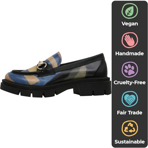 DOGO Penny Loafers for Women - Handmade and Vegan Leather Platform Loafers for Women, Window Design, Size 9 - Image 5