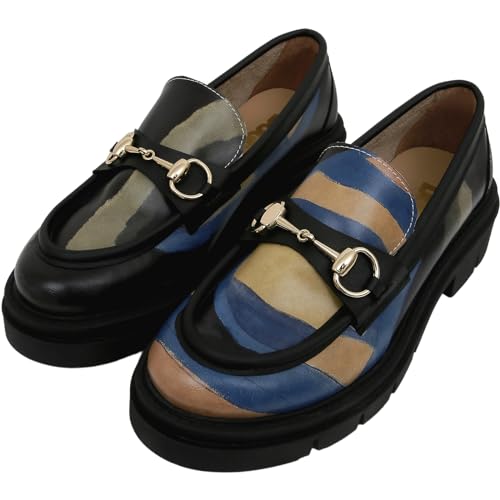 DOGO Penny Loafers for Women - Handmade and Vegan Leather Platform Loafers for Women, Window Design, Size 9 - Image 1