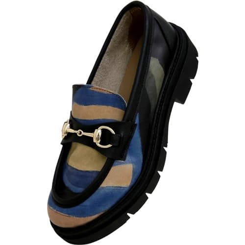 DOGO Penny Loafers for Women - Handmade and Vegan Leather Platform Loafers for Women, Window Design, Size 9 - Image 3
