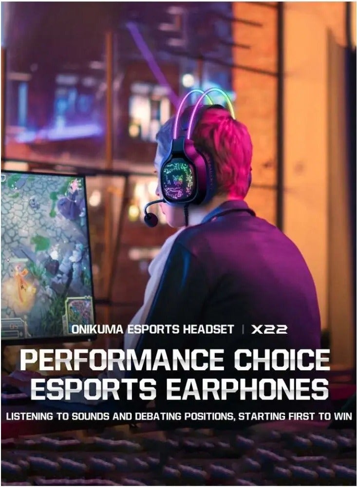 ELTRAZONE X22 Over-Ear Gaming Headset with Microphone – Wired RGB Stereo Headphones for PS4, PS5, Xbox One, Xbox Series, Nintendo Switch, and PC (Black)  - Image 5