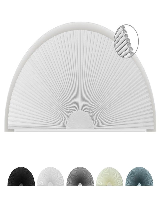 ChYoung Arch Window Shade Blackout, Stick on Cellular Shades Cordless No Drill Honeycomb Blinds, Thermal Insulated UV Protection Fabric Half Circle Window Coverings Room Darkening Shades (White, 24"W x 12"H) - Image 1