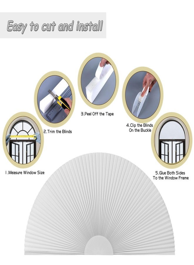 ChYoung Arch Window Shade Blackout, Stick on Cellular Shades Cordless No Drill Honeycomb Blinds, Thermal Insulated UV Protection Fabric Half Circle Window Coverings Room Darkening Shades (White, 24"W x 12"H) - Image 3