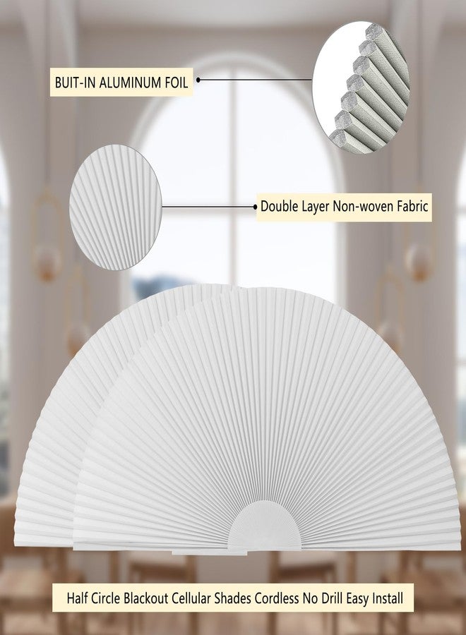 ChYoung Arch Window Shade Blackout, Stick on Cellular Shades Cordless No Drill Honeycomb Blinds, Thermal Insulated UV Protection Fabric Half Circle Window Coverings Room Darkening Shades (White, 24"W x 12"H) - Image 4