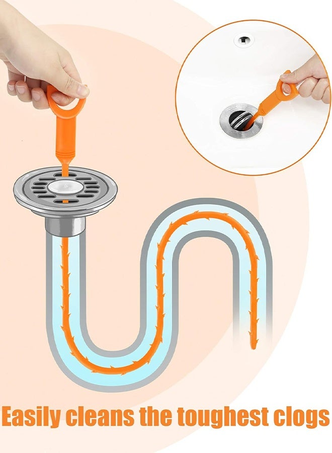 20 Inch Sink Snake Drain Clog Remover Tool, 6 Pack Drain Cleaner Hair Clog Remover Tool, Drain Hair Remover Plumbers Snake, Drain Cleaner Sticks, Easy and Quick Unclog Sink Drain, Kitchen, Shower, tub. - Image 2