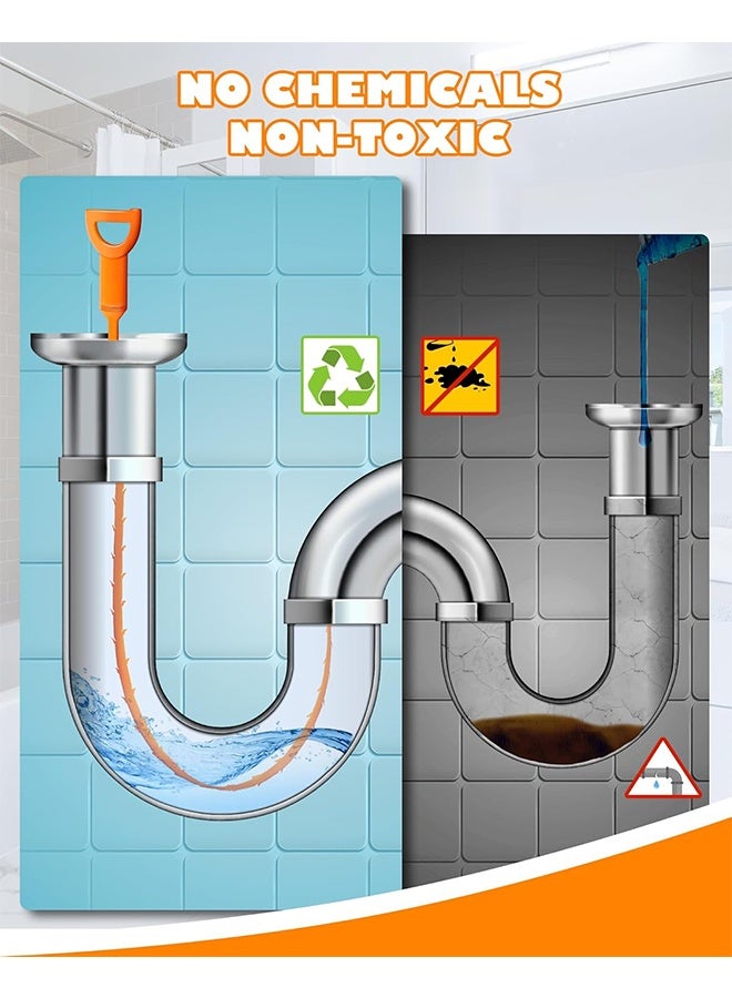 20 Inch Sink Snake Drain Clog Remover Tool, 6 Pack Drain Cleaner Hair Clog Remover Tool, Drain Hair Remover Plumbers Snake, Drain Cleaner Sticks, Easy and Quick Unclog Sink Drain, Kitchen, Shower, tub. - Image 5