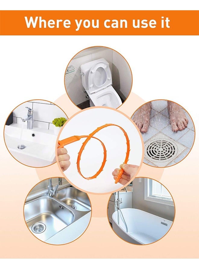20 Inch Sink Snake Drain Clog Remover Tool, 6 Pack Drain Cleaner Hair Clog Remover Tool, Drain Hair Remover Plumbers Snake, Drain Cleaner Sticks, Easy and Quick Unclog Sink Drain, Kitchen, Shower, tub. - Image 3