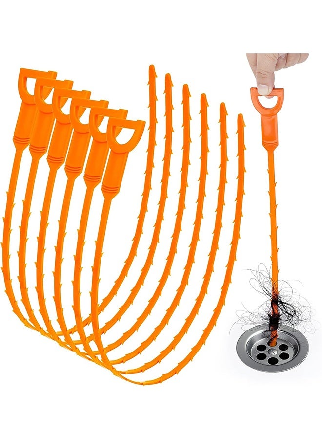 20 Inch Sink Snake Drain Clog Remover Tool, 6 Pack Drain Cleaner Hair Clog Remover Tool, Drain Hair Remover Plumbers Snake, Drain Cleaner Sticks, Easy and Quick Unclog Sink Drain, Kitchen, Shower, tub. - Image 1