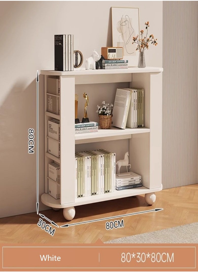 White storage cabinet, coffee bar cabinet, storage cabinet, 3 storey bookcase with side storage shelves and door for living room entrance - pzsku/ZB07A5B9D6FEC9E768A11Z/45/_/1736836943/53de4ad6-4a65-478d-a374-e599920775dc