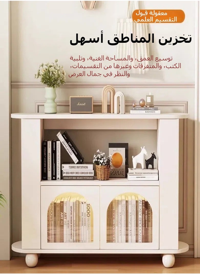 لوكيبا خزانة تخزين بيضاء ، خزانة مقهى ، خزانة تخزين ، خزانة كتب من 3 طوابق مع أرفف تخزين جانبية وباب لمدخل غرفة المعيشة  - Image 5