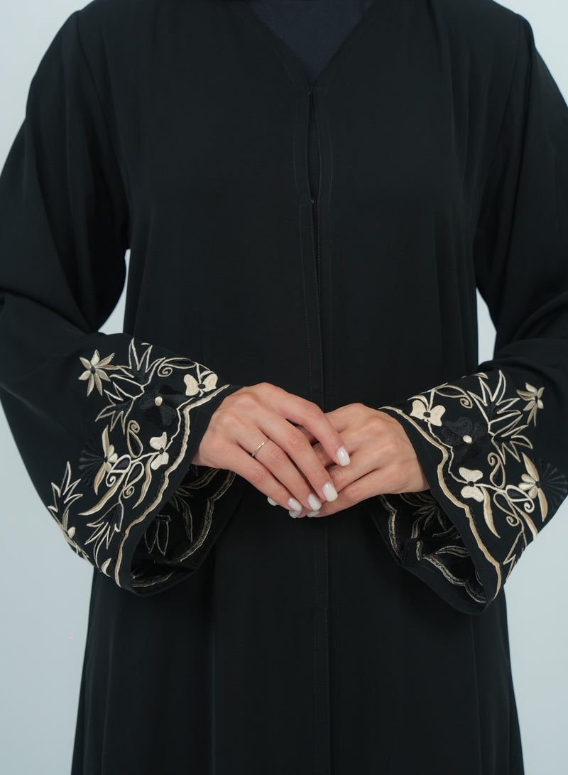 روزيت عباية عباية مزينة بالتطريز على الأكمام - Image 2