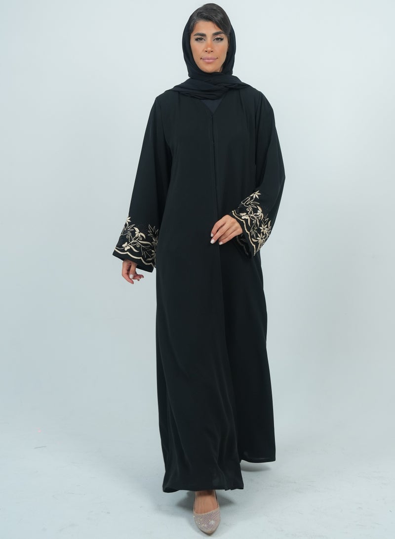 روزيت عباية عباية مزينة بالتطريز على الأكمام - Image 4