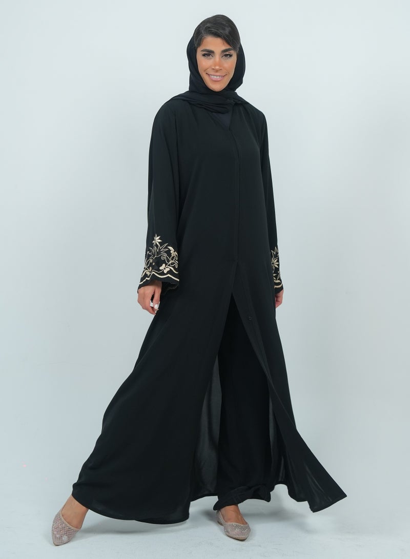 روزيت عباية عباية مزينة بالتطريز على الأكمام - Image 1