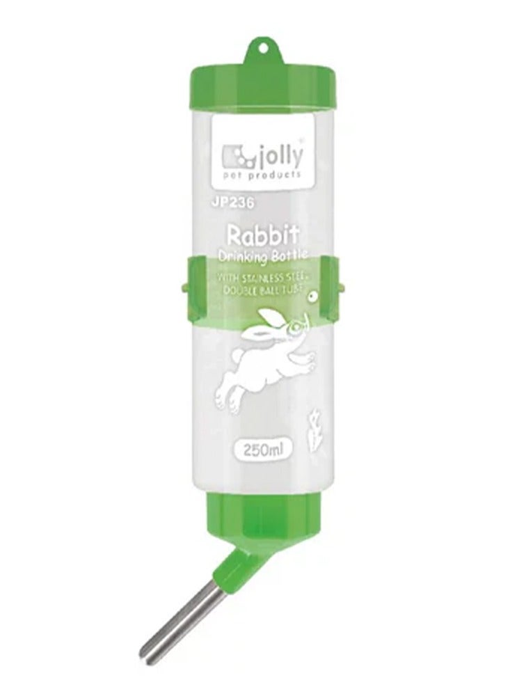جولي زجاجة مياه للحيوانات الأليفة سعة 250 مل مع حامل، فوهة كروية مزدوجة من الفولاذ المقاوم للصدأ مانعة للتسرب، سهلة التركيب في الأقفاص، زجاجة شرب صحية للأرانب والهامستر والحيوانات الأليفة الصغيرة