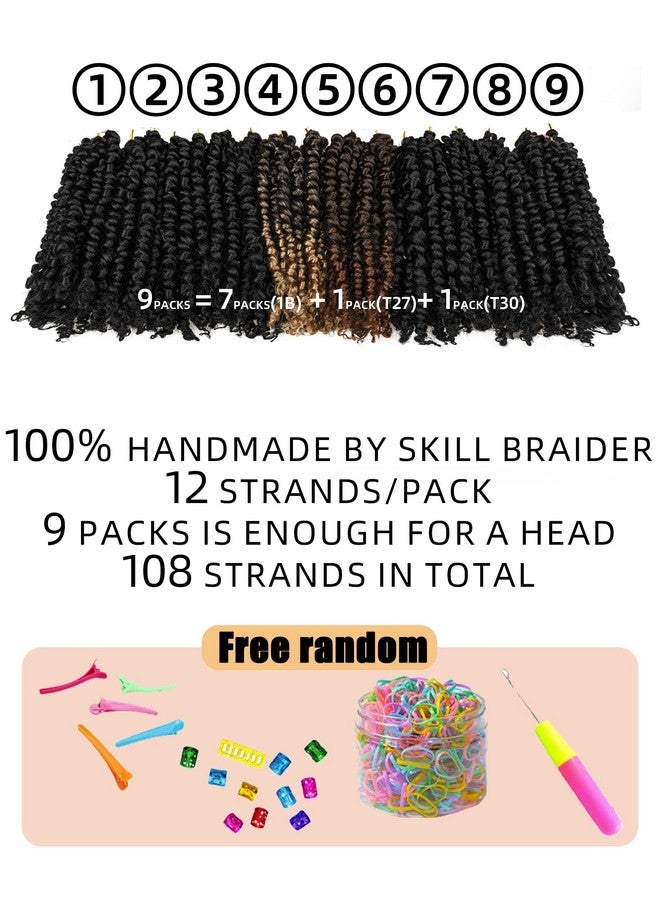 hahoness 6 Inches 9 Packs Passion Twist Crochet Hairmixed Color Combo Pack(7 Packs 1B+1 Pack T1B/27+1 Pack T1B/30),Pretwisted Pre Looped Super Soft & Bouncy,For Black Women And Kids(6"9 Packs,1B+T27+T30) - Image 4