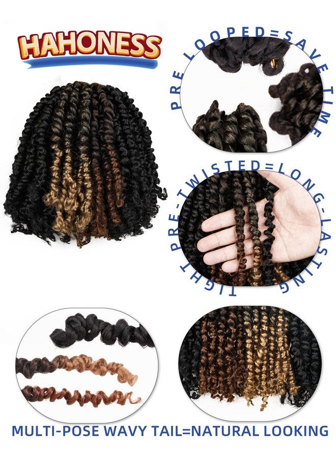 hahoness 6 Inches 9 Packs Passion Twist Crochet Hairmixed Color Combo Pack(7 Packs 1B+1 Pack T1B/27+1 Pack T1B/30),Pretwisted Pre Looped Super Soft & Bouncy,For Black Women And Kids(6"9 Packs,1B+T27+T30) - Image 3