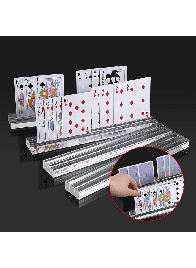 OwnMy Set of 4 Acrylic Playing Card Holders with Dual Grooves, Clear Playing Card Decks Card Stands with 2 Slots, Acrylic Game Card Racks Organizer Accessories for Seniors - Image 5