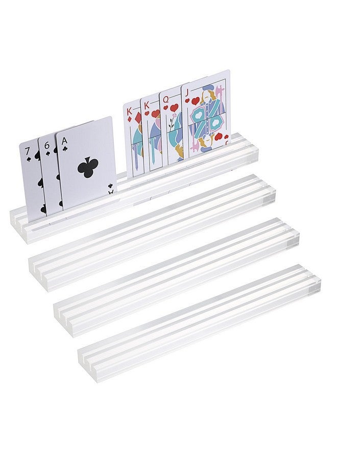 OwnMy Set of 4 Acrylic Playing Card Holders with Dual Grooves, Clear Playing Card Decks Card Stands with 2 Slots, Acrylic Game Card Racks Organizer Accessories for Seniors - Image 1