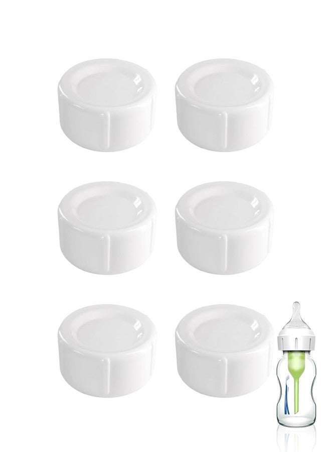 MaiTianna 6pcs Wide Bottle Caps Compatible for Wide-Neck Natural Flow Dr Brown Bottles,BPA Free Travel and Storage Baby Bottle Lids Replacement Parts with Sealing Gasket for Baby Bottles Accessory (White) - Image 1