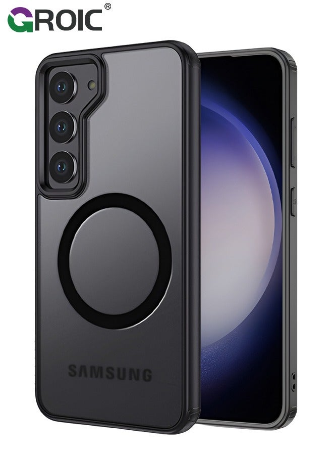 GROIC Samsung Galaxy S24 Plus Clear Phone Case Compatible with MagSafe, Crystal Clear Slim Fit Thin Transparent Rugged Bumper Phone Cover Built-in Magnetic Ring Heavy Duty Shockproof  - Image 1
