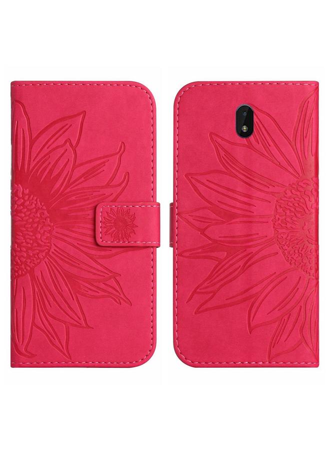 اس-توب جراب لهاتف Nokia C01 Plus مصنوع من الجلد بتصميم زهرة الشمس مع حبل تعليق - Image 2