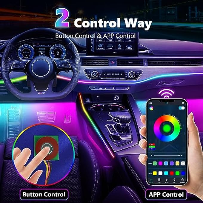 Amki Dreamcolor Acrylic Interior Led Strip Light Neon Light With Wireless App Control 10 In 1 SubControl Ambient Light Kit Accessories With Diy And Music Mode 16 Million Colors - Image 4