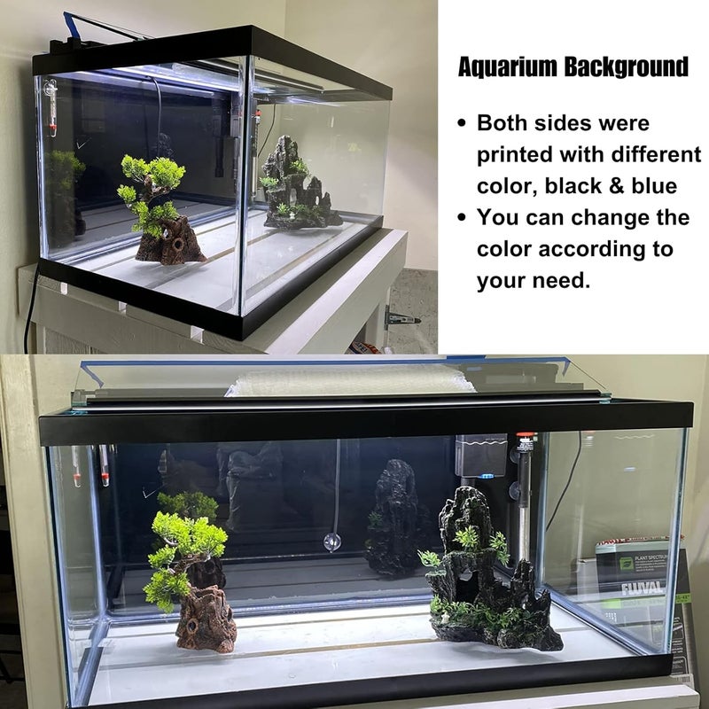 ELEBOX Aquarium Background Blue Black Fish Tank Background Picture 2 Sides Fish Backdrop for Aquarium Wallpaper 24" x 71" - Image 5