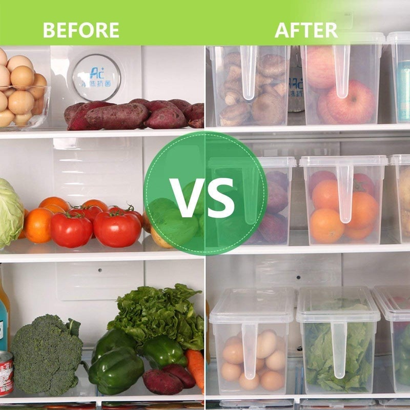 KPS Plastic 3 Part Refrigerator FruitVegetable Basket for Kitchen Basket with Lid Fridge Food Box Container with HandleTransparent - Image 5