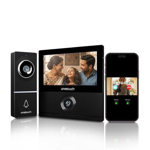 ONETOUCH BIS Certified Full HD Video Door Phone with 2-Channel DVR, SD Card Slot, Smart Lock & Sensor Integration, Voice Changer, AHD Camera Support, Smart Home Security, Black - Image 1