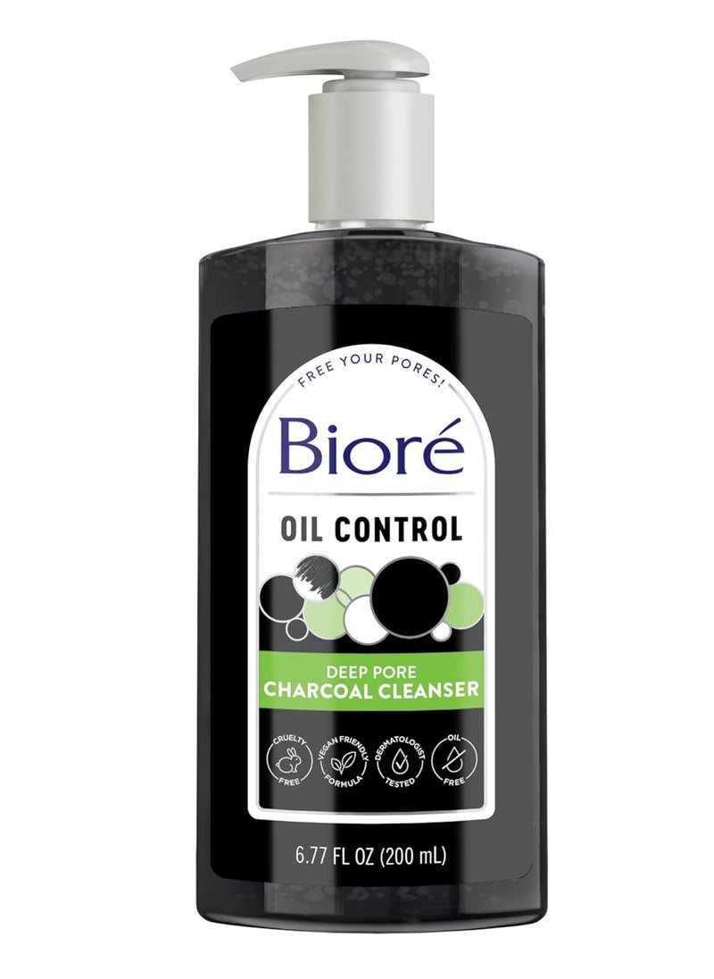 Biore Bioré Deep Pore Charcoal Face Wash, Facial Cleanser for Dirt and Makeup Removal From Oily Skin, 6.77 Ounce  - Image 1