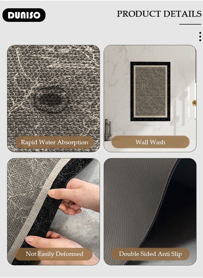 DUNISO 2 PCS  Kitchen Mats and Rugs Set , Non Slip Heavy Duty Standing Mat, Quick Dry Diatom Mud Floor Mat,  Extra Soft and Absorbent Floor Mats for  Kitchen, Bath, Office, Laundry(40*60cm+40*120cm)  - Image 2