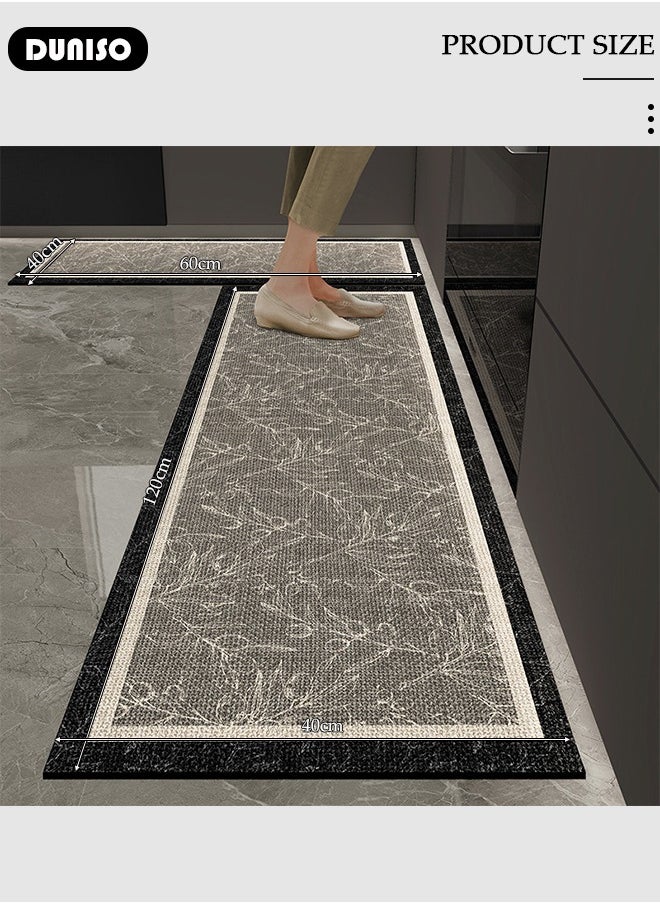 DUNISO 2 PCS  Kitchen Mats and Rugs Set , Non Slip Heavy Duty Standing Mat, Quick Dry Diatom Mud Floor Mat,  Extra Soft and Absorbent Floor Mats for  Kitchen, Bath, Office, Laundry(40*60cm+40*120cm)  - Image 4