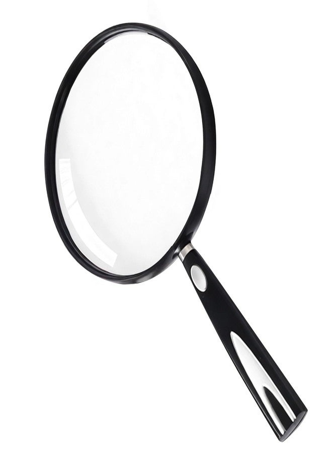 Feosky Handheld Reading Magnifier, 10X Magnifier, 130mm Shatterproof Lens, Non-Slip Handle for Adults Close Work, Seniors Reading and Nature Exploration, Hobby Observation(Silver/Black) - Image 1
