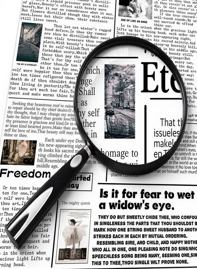 Feosky Handheld Reading Magnifier, 10X Magnifier, 130mm Shatterproof Lens, Non-Slip Handle for Adults Close Work, Seniors Reading and Nature Exploration, Hobby Observation(Silver/Black) - Image 4