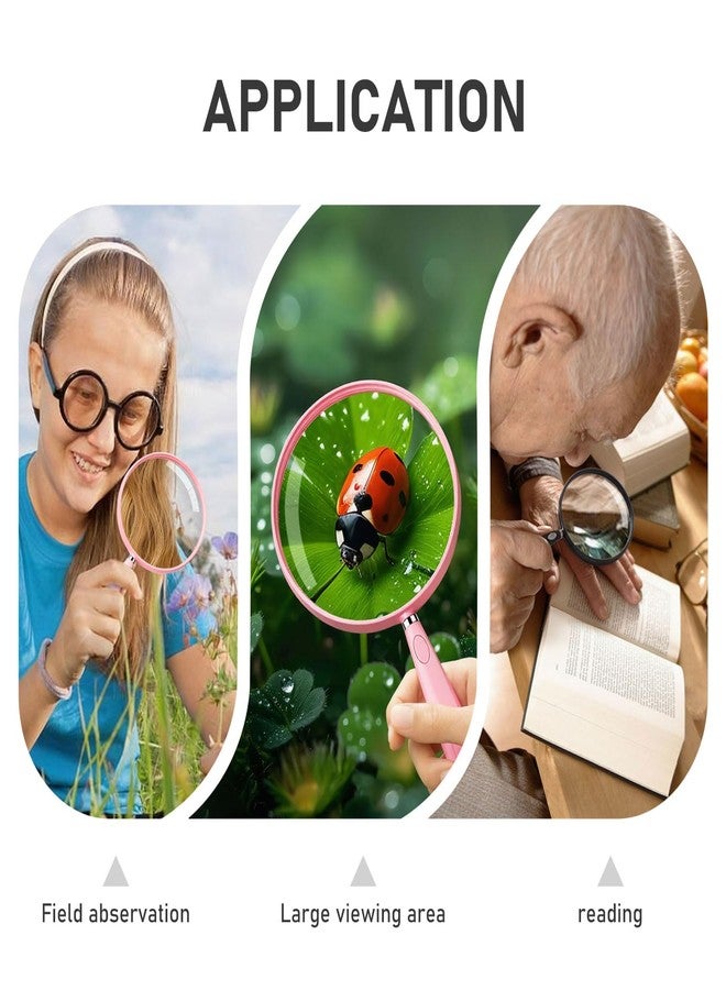 Feosky Handheld Reading Magnifier, 10X Magnifier, 130mm Shatterproof Lens, Non-Slip Handle for Adults Close Work, Seniors Reading and Nature Exploration, Hobby Observation(Silver/Black) - Image 5