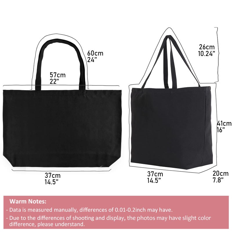 Koolmox 6-PACK 22x16x7.8'' Extra Large Canvas Tote Bags Bulk 12Oz Thick Heavy Duty Reinforced Handles  Blank Black Canvas Grocery Bag Multi Purpose Tote Travel Beach Tote bag Shopping Bags - Image 2