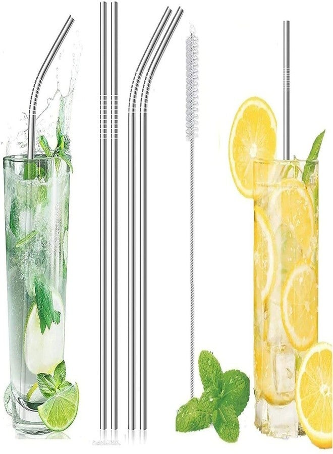 ARYAVART Stainless Steel Reusable Drinking Straws Set with Cleaning Brush - Food Grade 304 Metal Straws (Straight & Bent) | Eco-Friendly, Rust-Proof, Dishwasher Safe Straws for Juice, Smoothies & Cocktails - Image 1