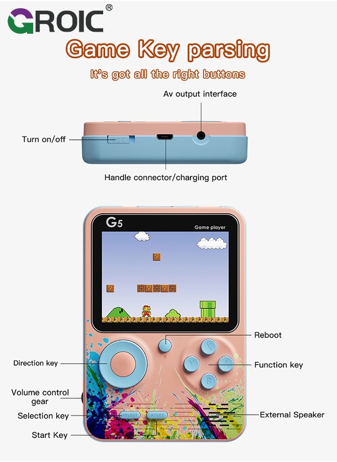 GROIC - Handheld Game Player Video-Game 8 Bit Retro Mini Pocket Gameboy Handheld Game Console Built-in 500 Classic Games for Child Kids - Image 1