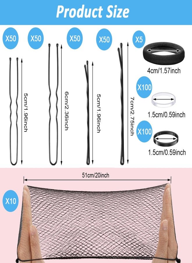 MAYCREATE® 415Pcs Black Hair Accessories Set with Box, Includes Bobby Pins, Hair Bands, Clips & Sheer Black Mesh Net, Fashion Hair Styling Accessories Tools for Women and Girls - Image 2