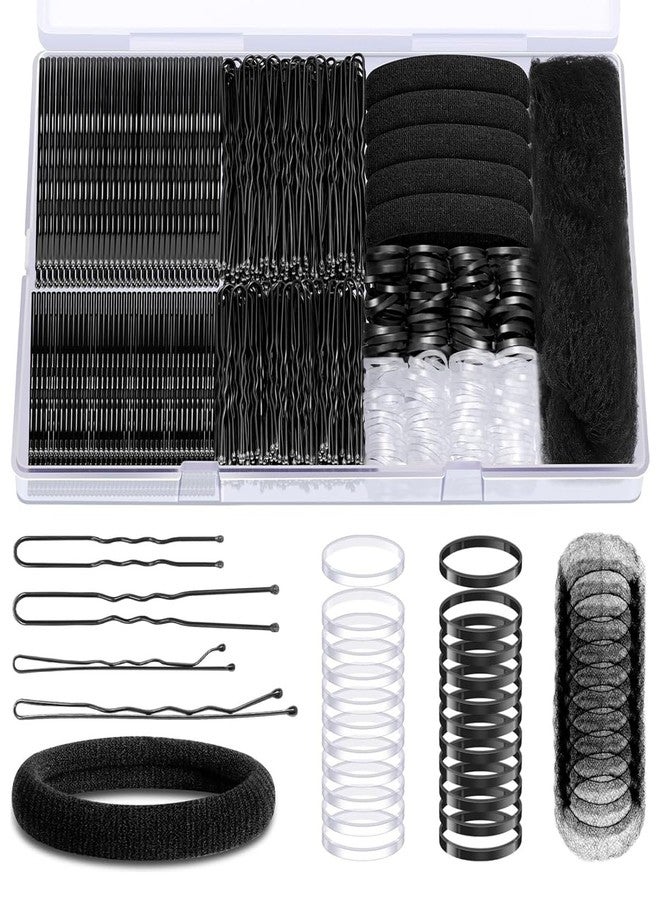 MAYCREATE® 415Pcs Black Hair Accessories Set with Box, Includes Bobby Pins, Hair Bands, Clips & Sheer Black Mesh Net, Fashion Hair Styling Accessories Tools for Women and Girls - Image 1
