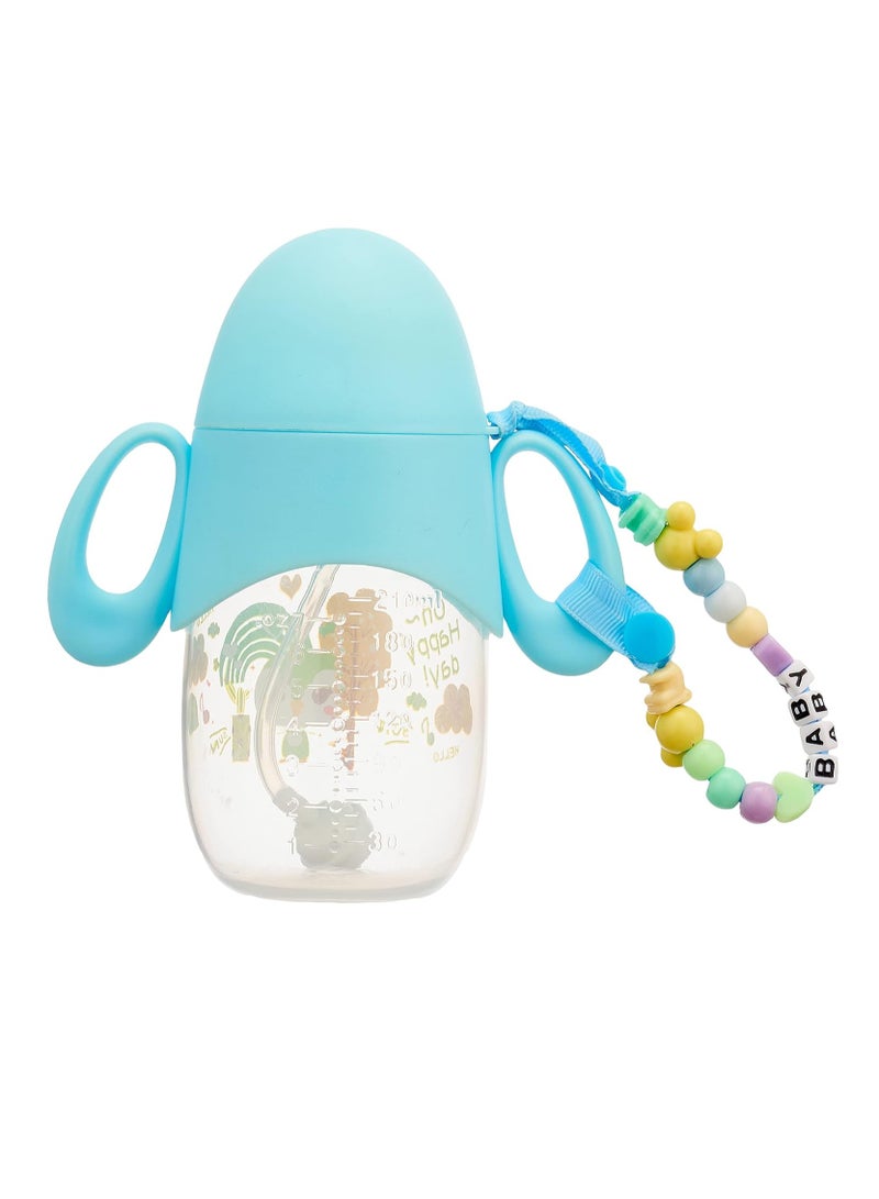 FISH Little Fish Feeding Bottle with Handles and Chain, 210ml - Blue - Image 2