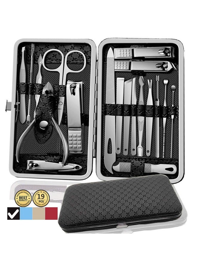 Beaucare - Manicure Set Pedicure Kit Nail Kit-19 in 1 Stainless Steel Manicure Kit, Professional Grooming Kits, Nail Care Kit with Luxurious Travel Case (Black) … - Image 1
