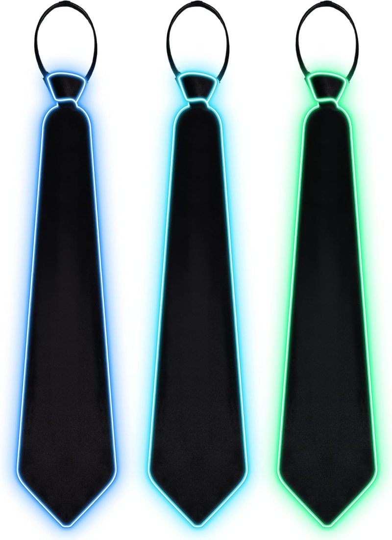 LED Bow Tie 40x6.5cm Adjustable Polyester Glowing Accessory - 3 Light Modes Steady Slow Flash Rapid Flash Neon Tie for Halloween Raves Costume Parties - Image 1
