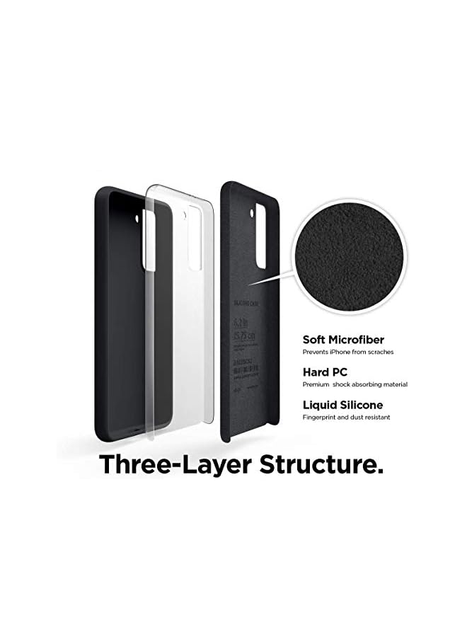YoYoTech Silicone Protective Case Cover designed for Samsung Galaxy S21 Plus Soft Liquid Rubber Gel Matte Finish (Black) - Image 2