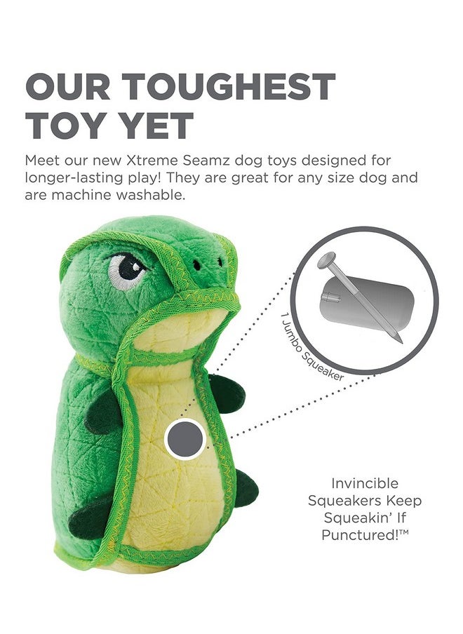 outward hound Outward Hound Xtreme Seamz Dino Squeaky Plush Dog Toy - Reinforced Dense Stuffing Plush Toy  - Image 2