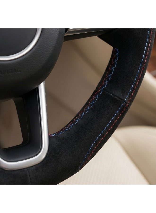 Manful Luxury Wood Grain & Leather Steering Wheel Cover 15 Inch (37–38 cm) – Universal Fit, Anti-Slip Grip, Heat Resistant, Premium PU Leather, Stylish Car Interior Accessory - Image 2