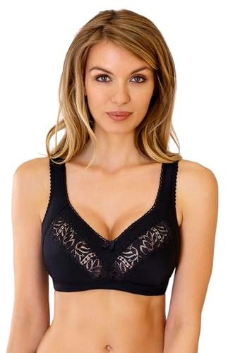 Rosme Womens Wireless Bra, Collection Galla, Black, Size 38DDD - Image 5