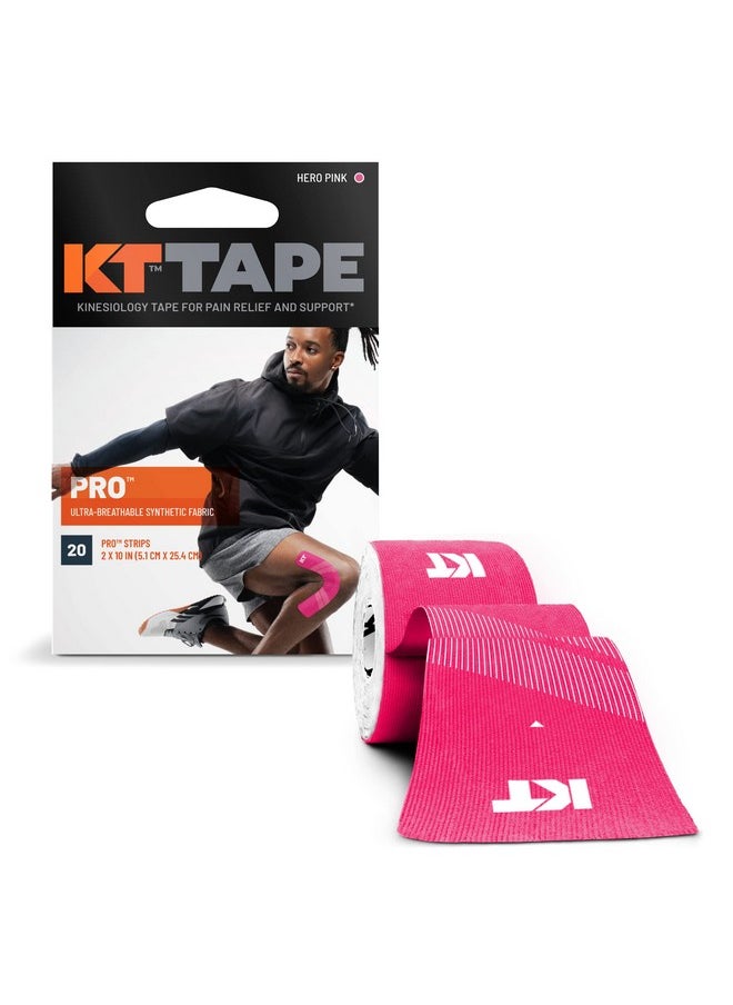 KT TAPE - KT Tape Pro Kinesiology Therapeutic Sports Tape, 20 Precut 10 inch Strips, Hero Pink, Latex Free, Water Resistance, Pro & Olympic Choice - Image 1
