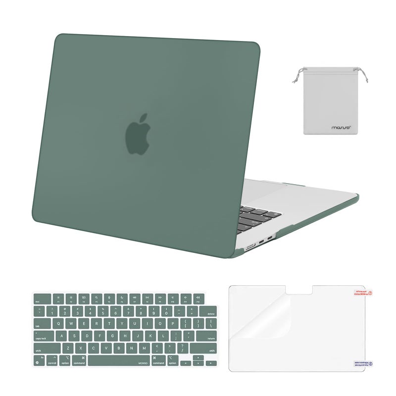 MOSISO ScratchResistant Case Compatible with MacBook Air 15 inch M5 2026 M4 2025 M3 M2 2024 2023 A3448 A3241 A3114 A2941 Protective Hard ShellKeyboard CoverScreenFilmStorage Bag Emerald Green - Image 2