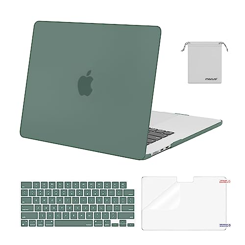 MOSISO ScratchResistant Case Compatible with MacBook Air 15 inch M5 2026 M4 2025 M3 M2 2024 2023 A3448 A3241 A3114 A2941 Protective Hard ShellKeyboard CoverScreenFilmStorage Bag Emerald Green - Image 1